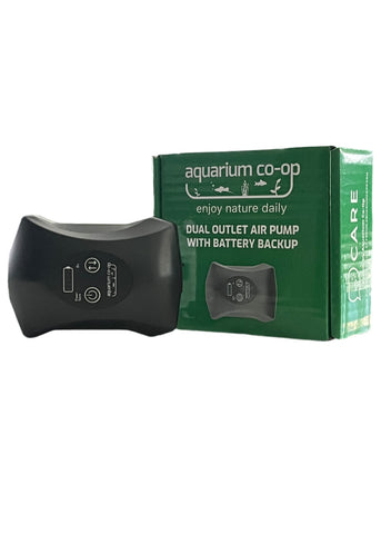 Aquarium Co-op Dual Outlet Air Pump with Battery Backup
